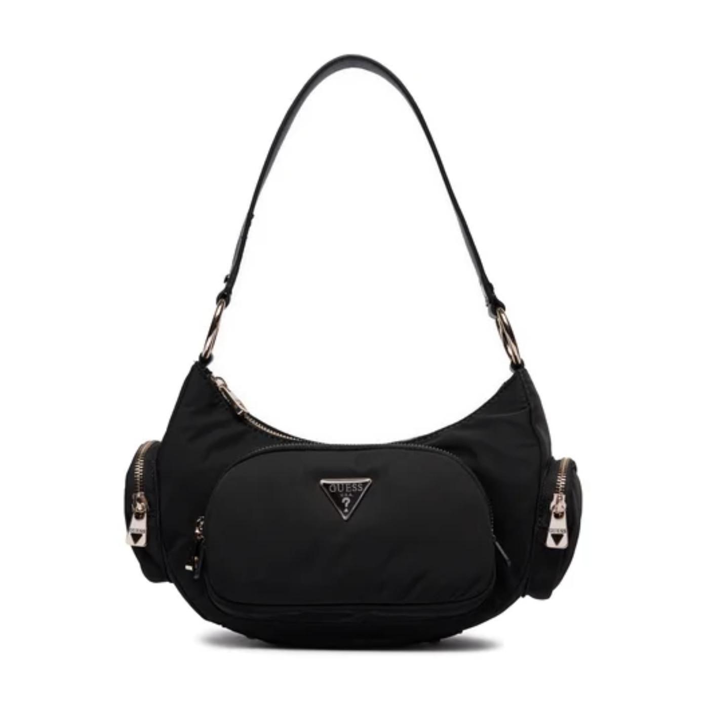Bolso Guess Eco Gemma negro medialuna con asa para mujer
