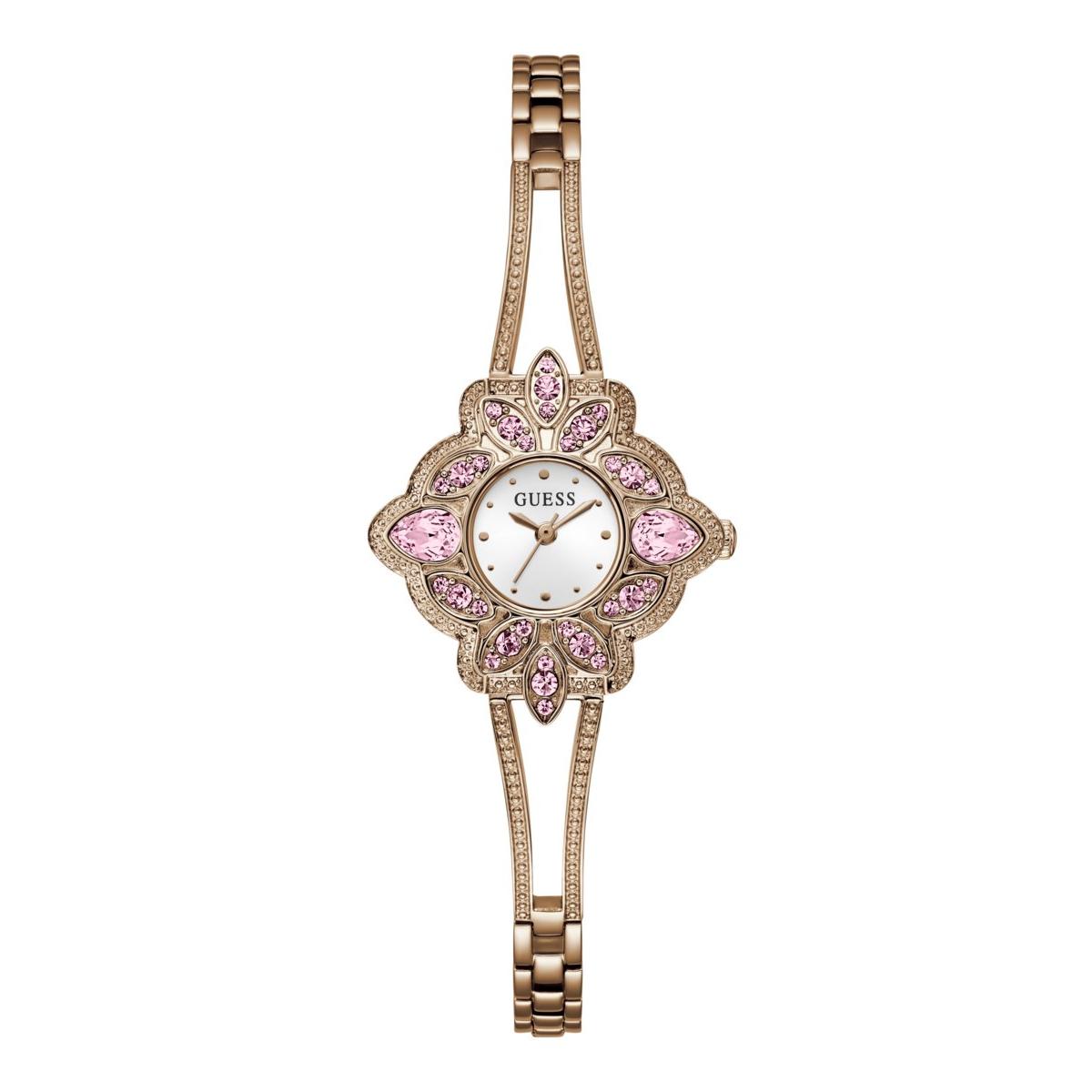 Guess Reloj Mujer Caja De Acero Reciclado Pulsera Acero Reciclado De Color Oro Rosa Resistente Al Agua  Gw0681l3