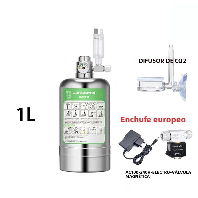 TK Kit De Generador De CO2 Para Acuario Sistema De Reacción De Dióxido De Carbono En Acero Inoxidable Para Plantas Y Peces