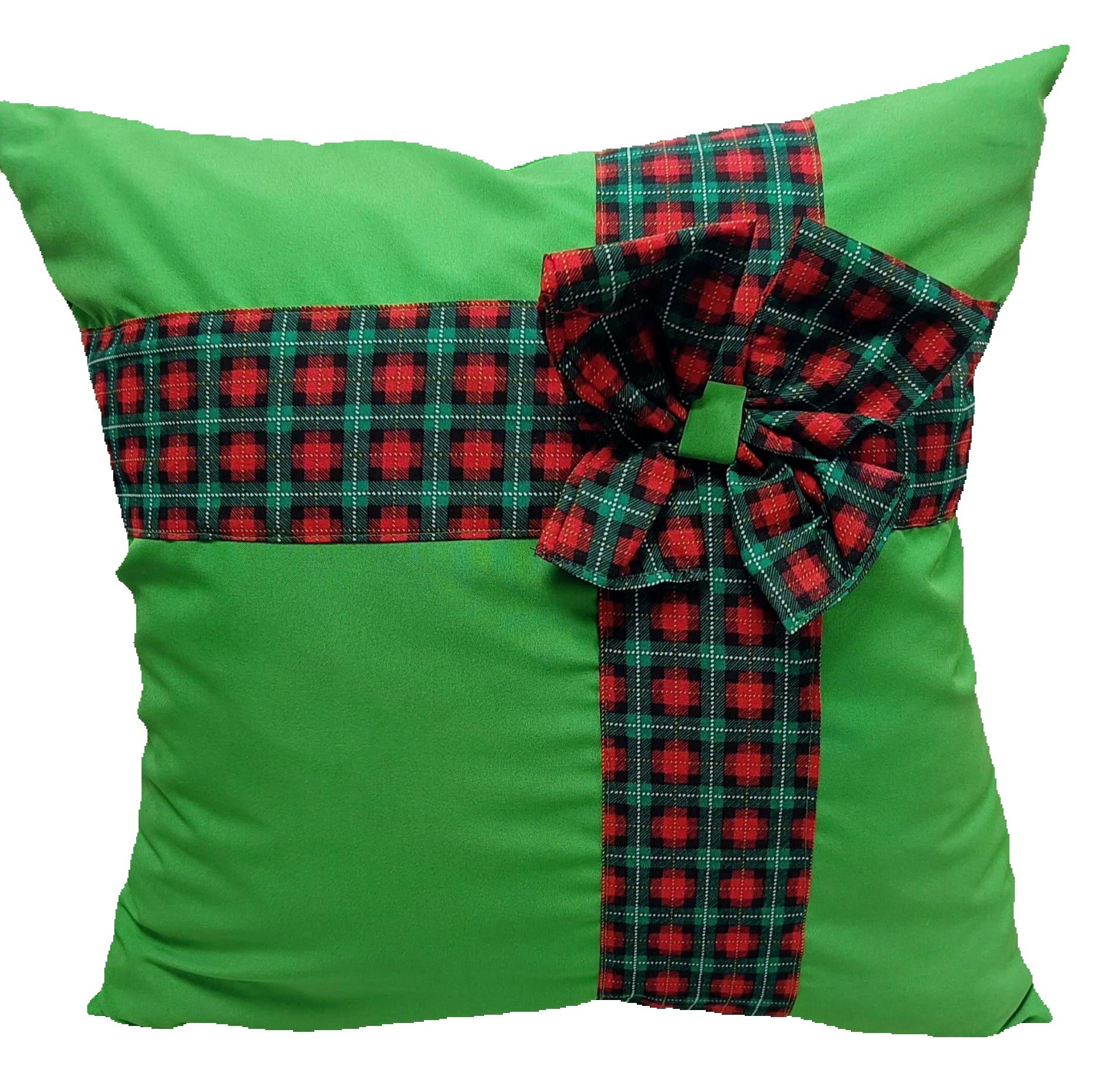 Cojín verde vivo con lazo_ Ruicor Textil