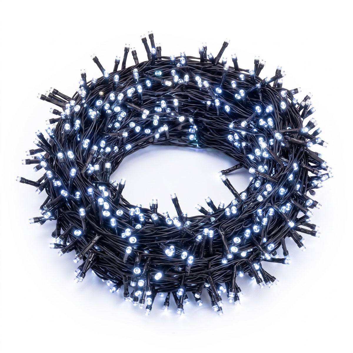 Luces Navidad 8 funciones 100 luces led blancas interior-exterior 5 metros IP44. Extensión de 5 metros hasta el enchufe. 8 modos de iluminación con control por botón. Para tu árbol o terraza LOLAhome