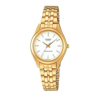 Reloj Casio LTP-1129N-7A Dorado con Esfera Blanca correa acero inoxidable color dorado