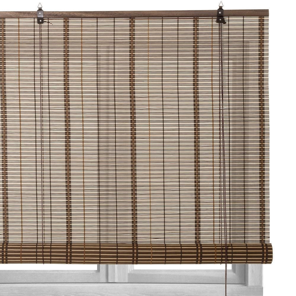 Estor enrollable de varillas de bambú color marrón de 140x180 cm Persiana de estilo rústico para dar sombra, protección solar y decorar tus ventanas. CasaSelección
