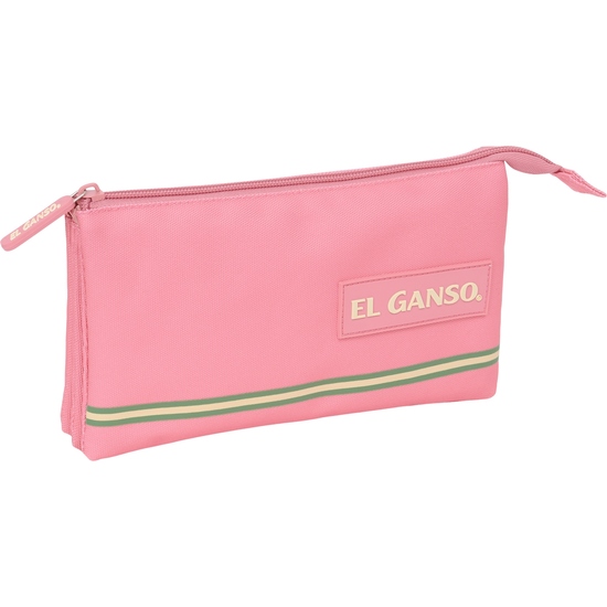 SAFTA - PORTATODO TRIPLE EL GANSO BASICS "MARSALA" - Estuche con Diseño Encantados y Tamaño Compacto y Estrecho - Estuche con Material Duradero y de Calidad - Estuche Diseño Único y Licencia Oficial By EL GANSO BASICS "MARSALA