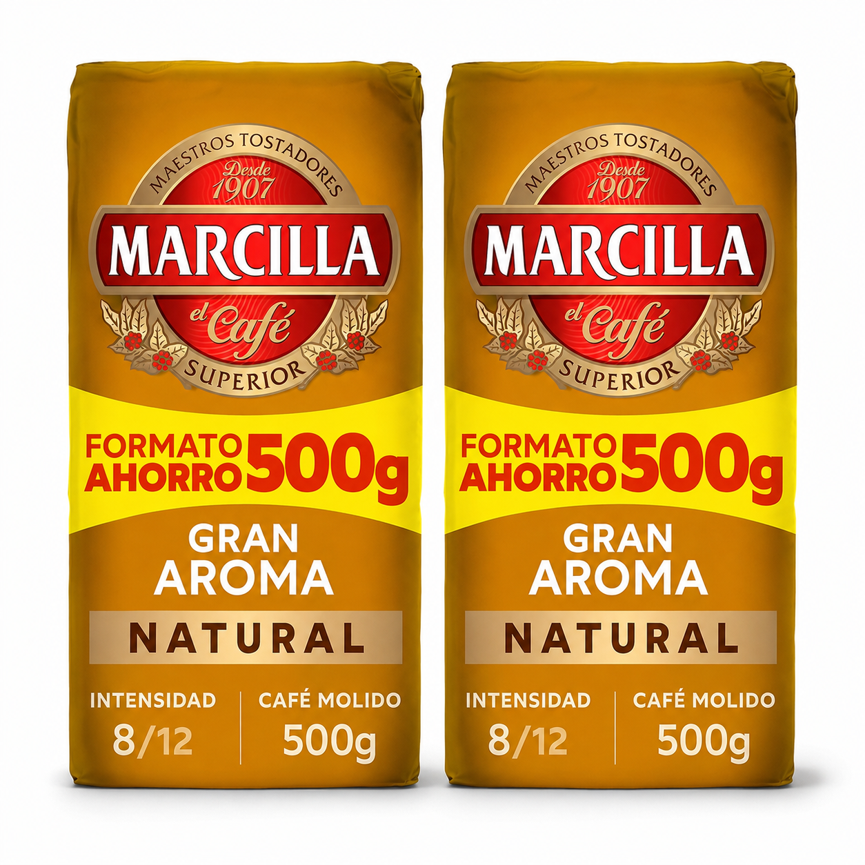 Marcilla Café Molido Gran Aroma Natural | 500 g | PACK AHORRO 2 UNIDADES - QUMIR