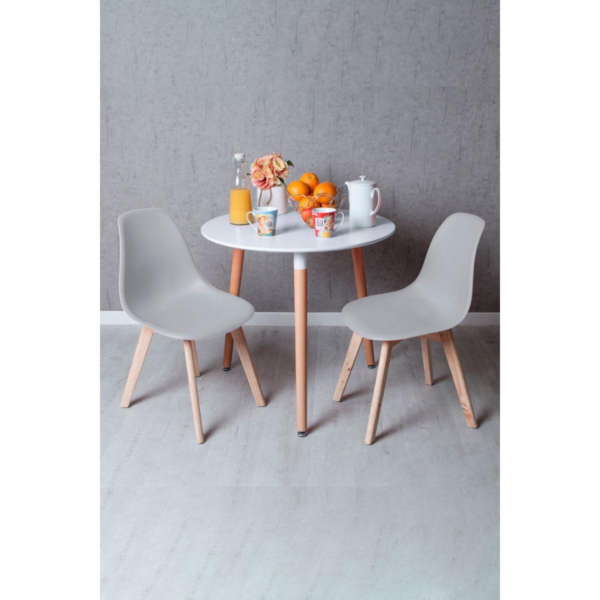 Regalos Miguel - Conjuntos de mesa y sillas - Conjunto Mesa Tower Redonda 80 cm Blanca y Pack 2 Sillas Kelen - Amarillo