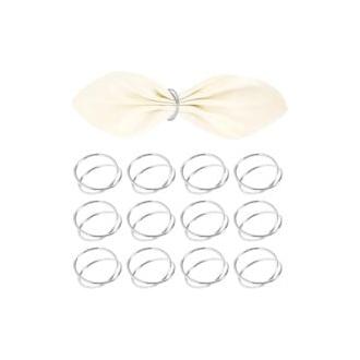 CA Anillos de servilleta Sollbry de 12 piezas, anillos de servilleta plateados, diseño de círculo de doble espiral, para fiestas, banquetes y cenas.