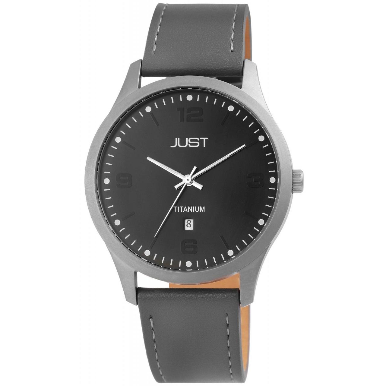Reloj Just® Hombre em Titânio com Bracelete em Pele Genuína