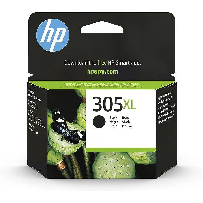 HP 305XL 3YM62AE Negro Cartucho de Tinta de Alta Capacidad Original Compatible con Impresoras de Inyección de Tinta HP DeskJet 2810, 2820, 2710, 2720, 2721; HP Deskjet Plus 4110, 4120, 4130; HP Envy 6020, 6030, 6400 y 6430