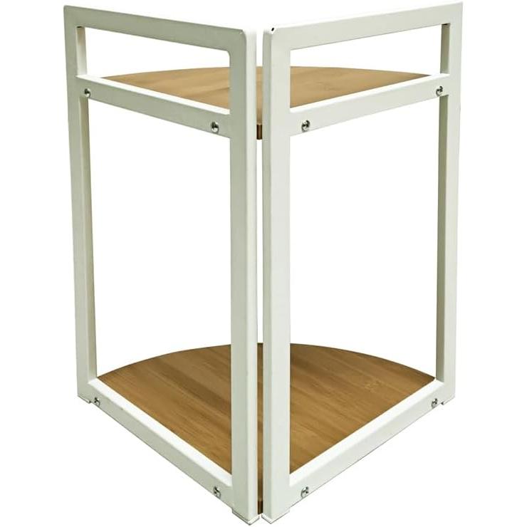 ‎LIN HOME XZ-22122-1 Estante Organizador de Madera Natural Pirámide con los Marcos Metal para Baño, Alacena, Lavandería