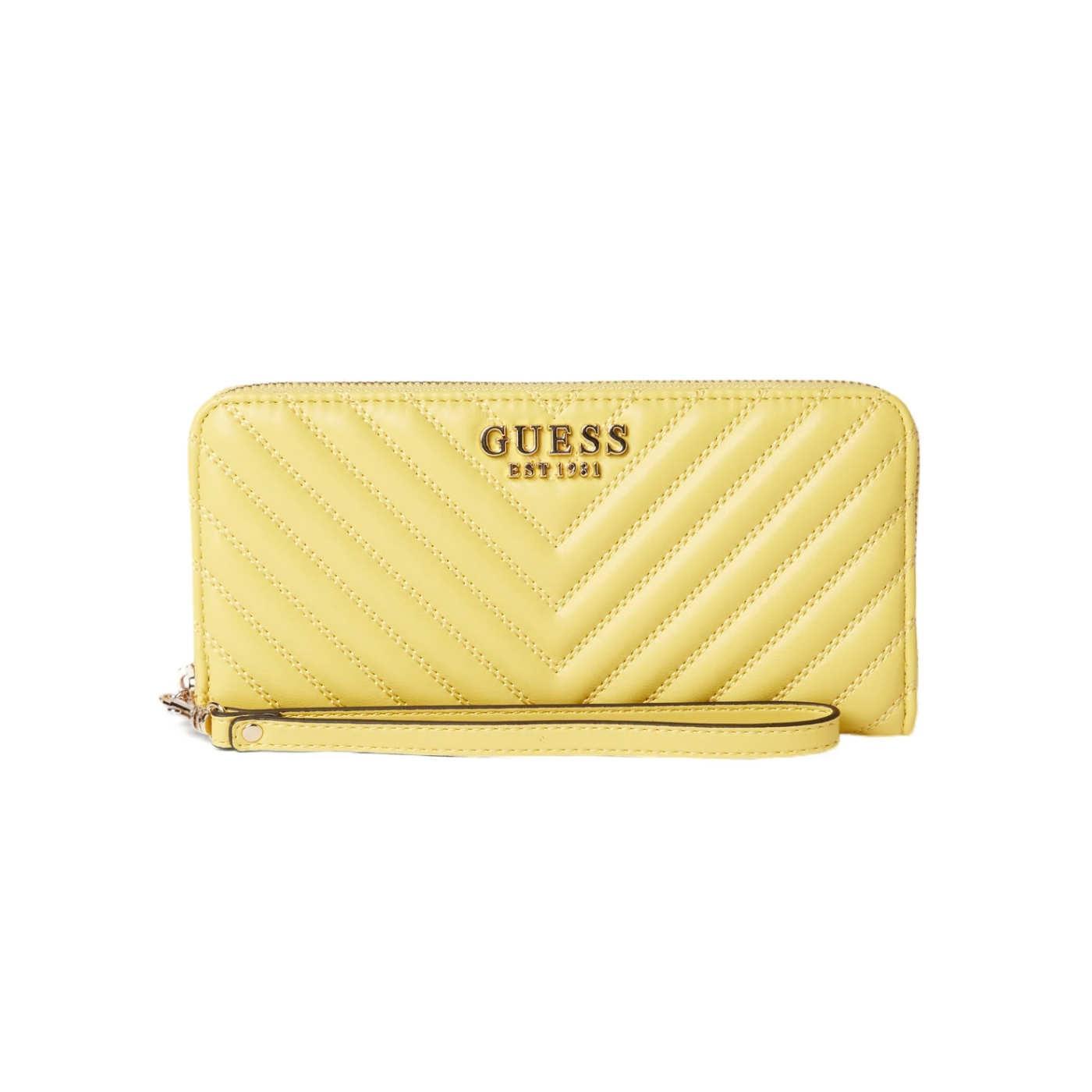 Cartera Guess Keillah amarillo guateada para mujer