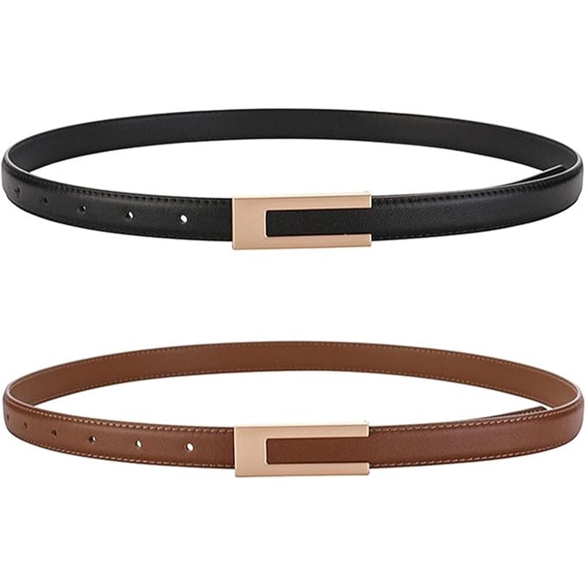 2 stuks Riemen - Verstelbare damesriem - Damesriem in vintage stijl - Accessoires - Dunne riem voor jeans - Dunne riem met gesp - Vintage riem - Eenvoudige en veelzijdige riem - Decoratie - Dunne riem voor rokken, pakken en jeans - 105 cm