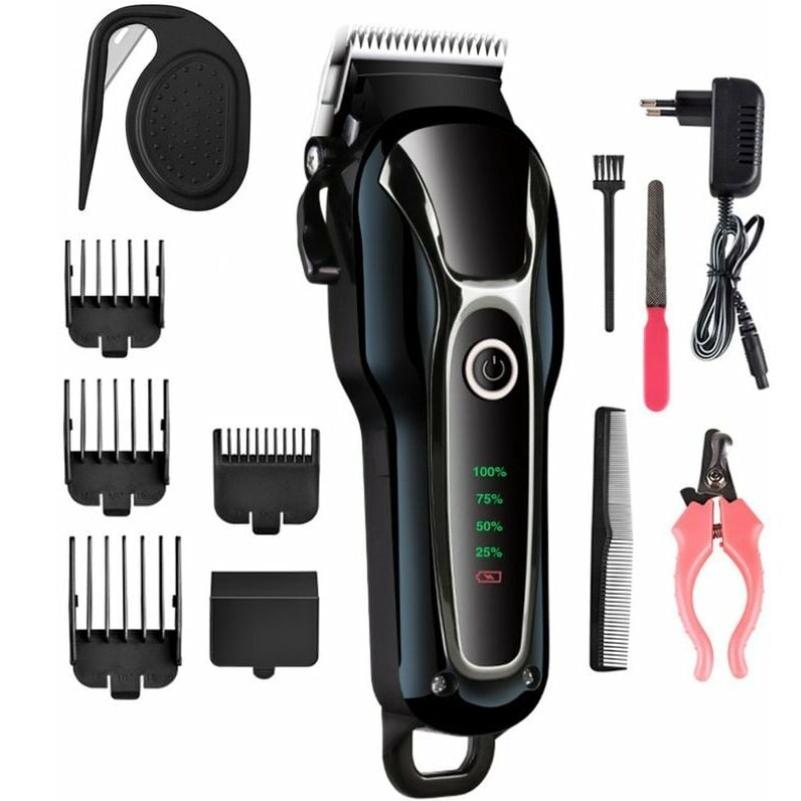 TK Cortapelos para Perros Profesional, Kit de cortapelos para perros de pelo largo y Grueso Eléctrico inalámbrico, cortapelos profesional para perros y Gatos, Kit de ASEO para mascotas, Hoja Segura apilada, bajo nivel de ruido, pantalla LCD, SSIT Cuello