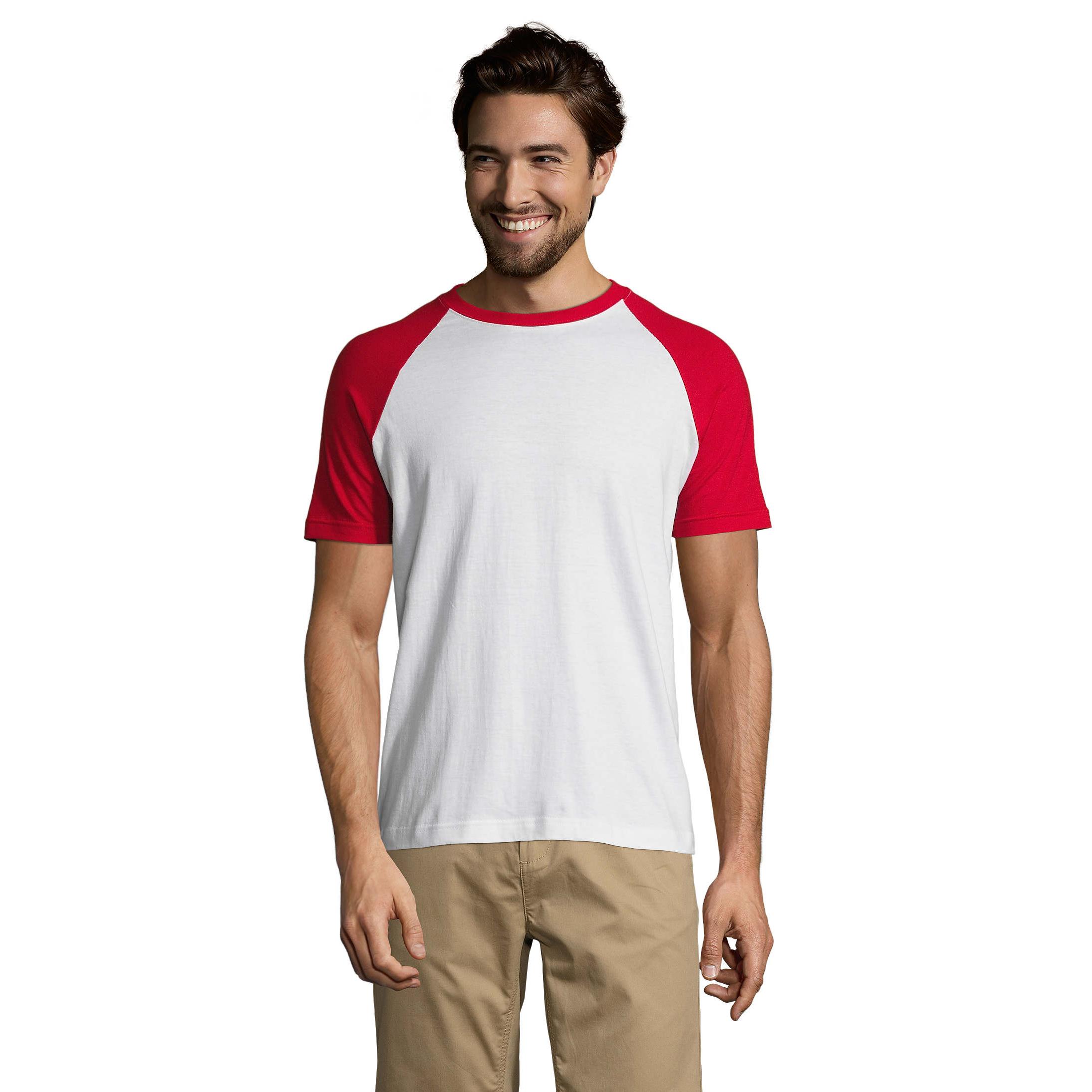 Camiseta Hombre SOL'S Funky Manga Raglán Bicolor 100% Algodón Semi-Peinado 150 g/m², Diseño Estilo Beisbol, Corte Tubular, Tallas S a 3XL