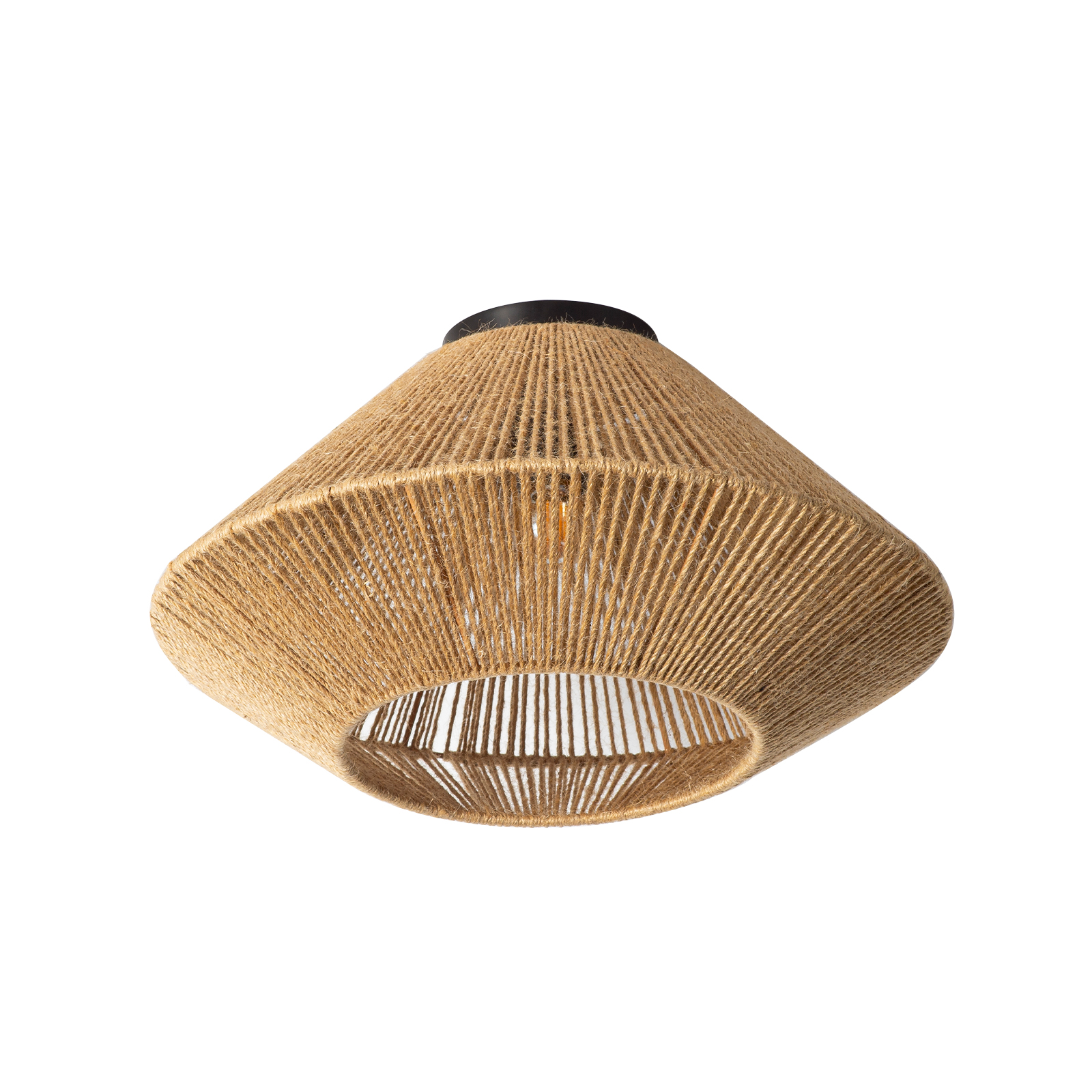 ALPINALUZ Lámpara de Techo “Suna” de Yute Natural Ø430x220 mm, Pantalla Colgante Artesanal Estilo Boho