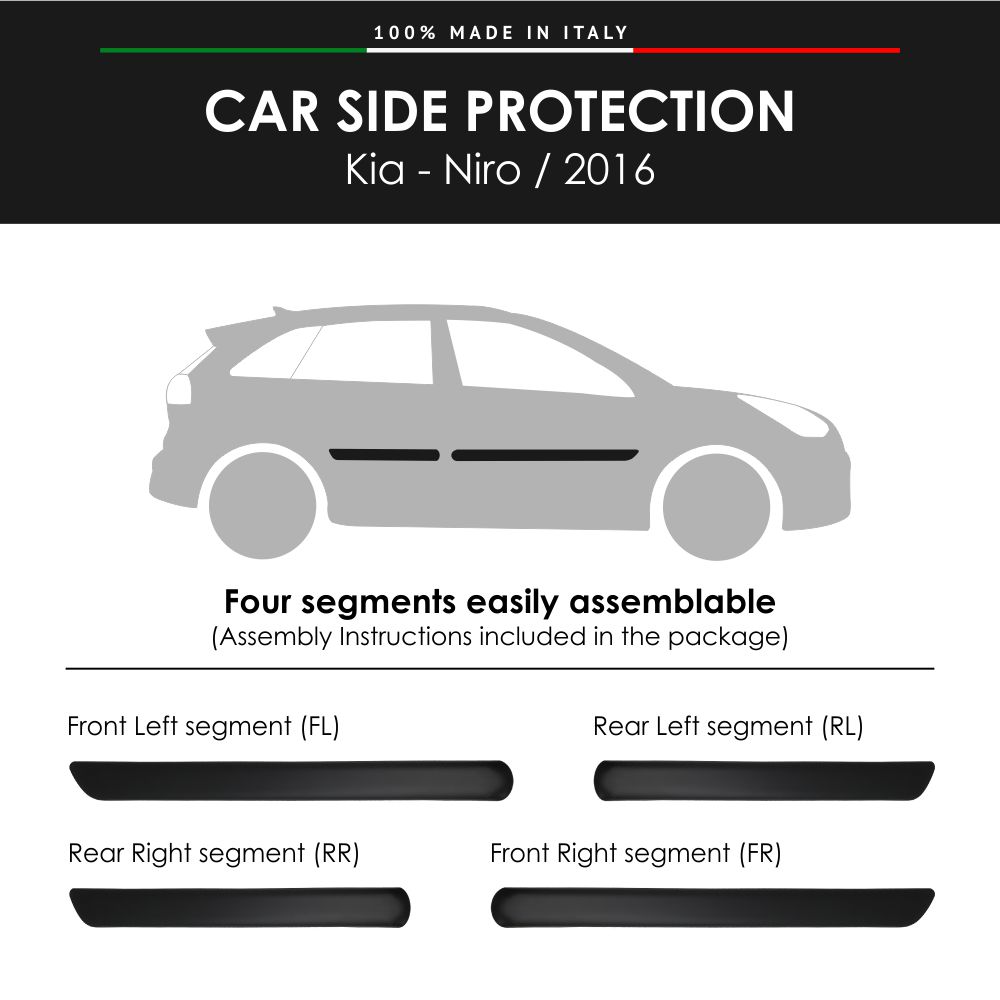 Parachoques Molduras Laterales Parachoques para Kia Niro 2016 with 3M de Doble Cara Pegatina
