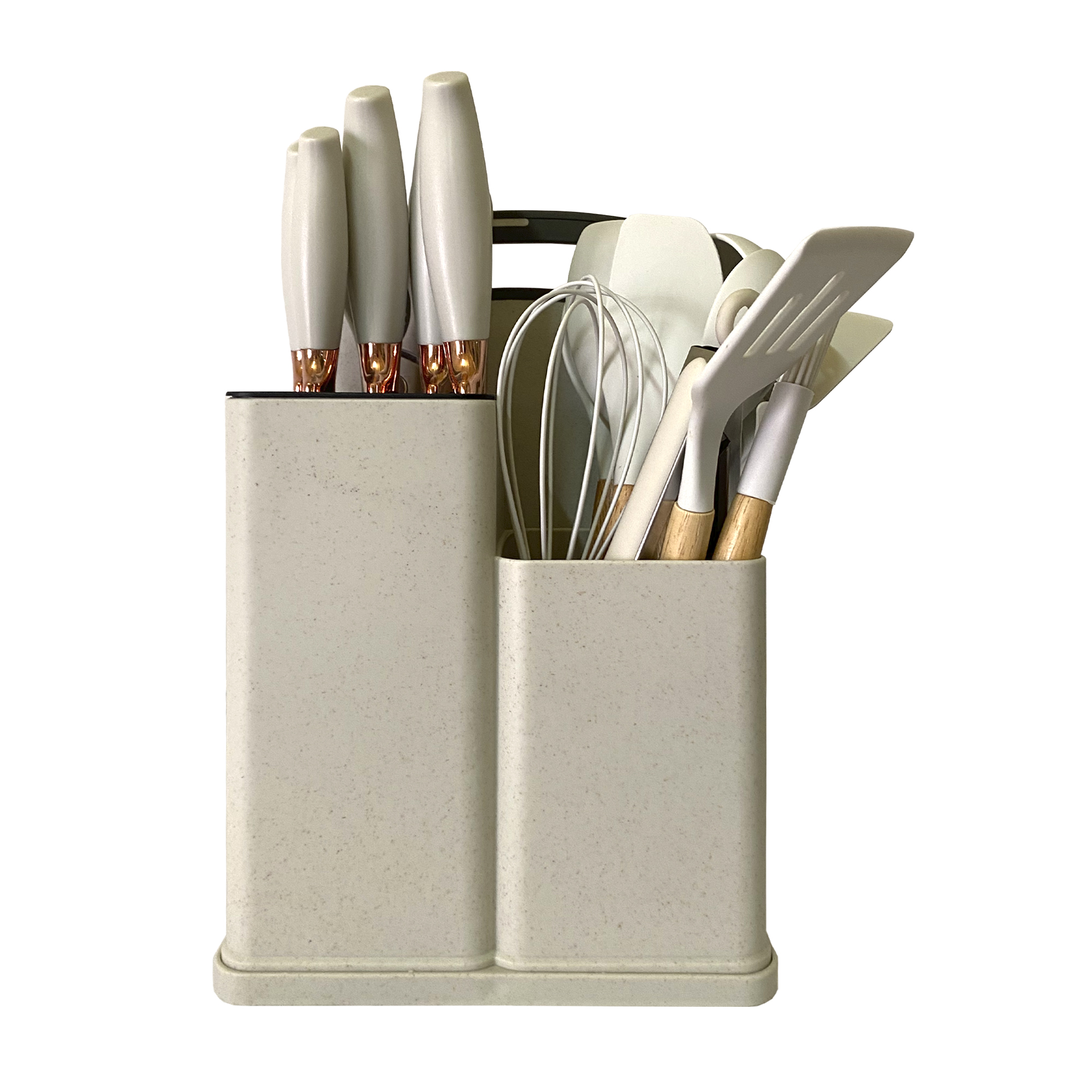 TK Set de Utensilios de Cocina de Silicona y Madera 19 piezas Cuchillos para el hogar Tabla de cortar Organizador de cocina Pelador