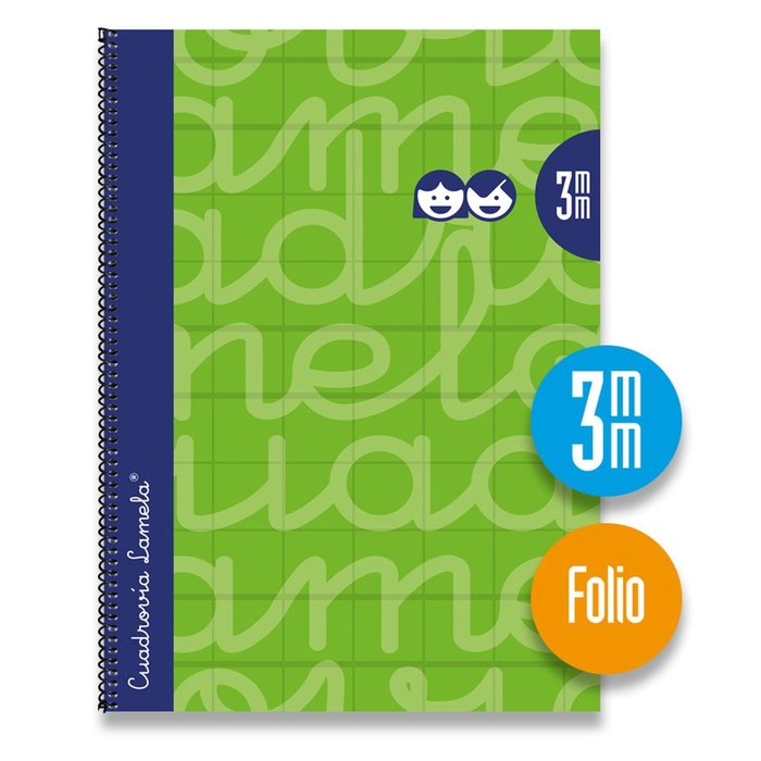 LAMELA BLOC FOLIO FORRADO CUADROVIA 3MM 80H TAPA DURA VERDE CAJA:5 unidades  CUADERNOS