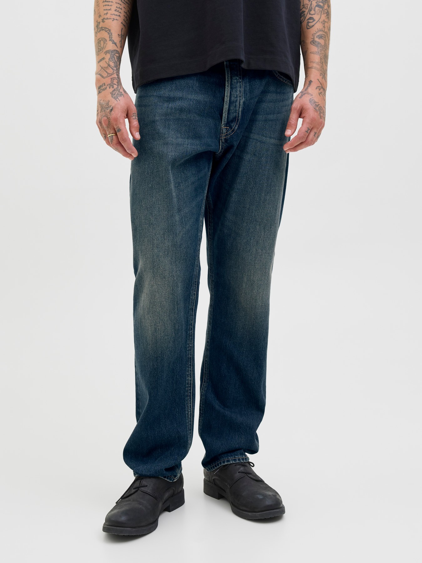Jack & Jones - Vaqueros Chris de corte holgado con tiro alto y tejido elástico para hombre, cómodos y fáciles de combinar