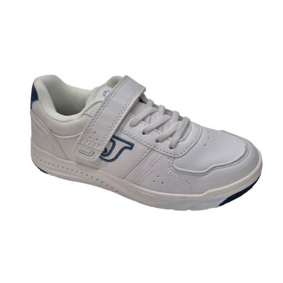 Zapatillas Deportivas Con Puntera Para Niños, Marca Joma, En Color Blanco Y Azul. Joma Harvard
