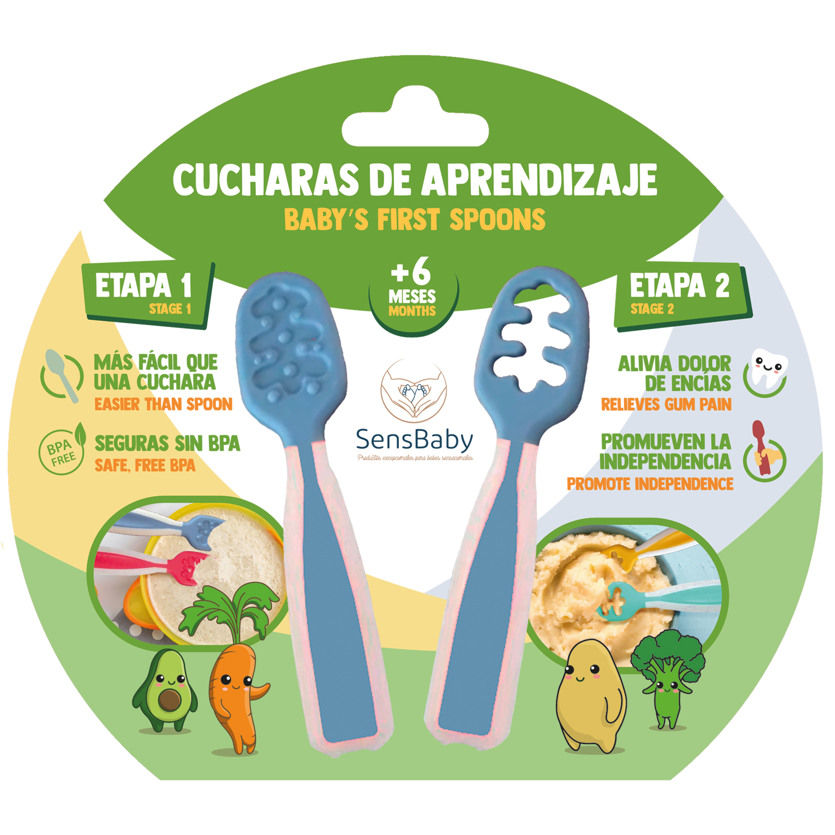 Cuchara Silicona Bebe - Utensilios para la alimentación, Cuchara Bebe, Cubiertos Bebe, Cuchara Bebe Aprendizaje, Cuchara Bebe Silicona, Precucharas Bebe Blw en 2 Etapas, Cucharas Bebe 6 Meses Recomendadas por Nutricionistas, SENSBABY