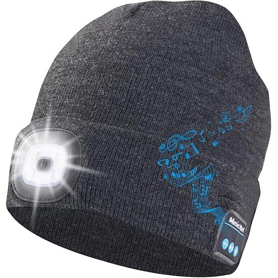 TK Gorro con Bluetooth iluminado, gorro de punto musical con auriculares y micrófono con altavoz incorporado, regalo adecuado para hombres, mujeres y papás