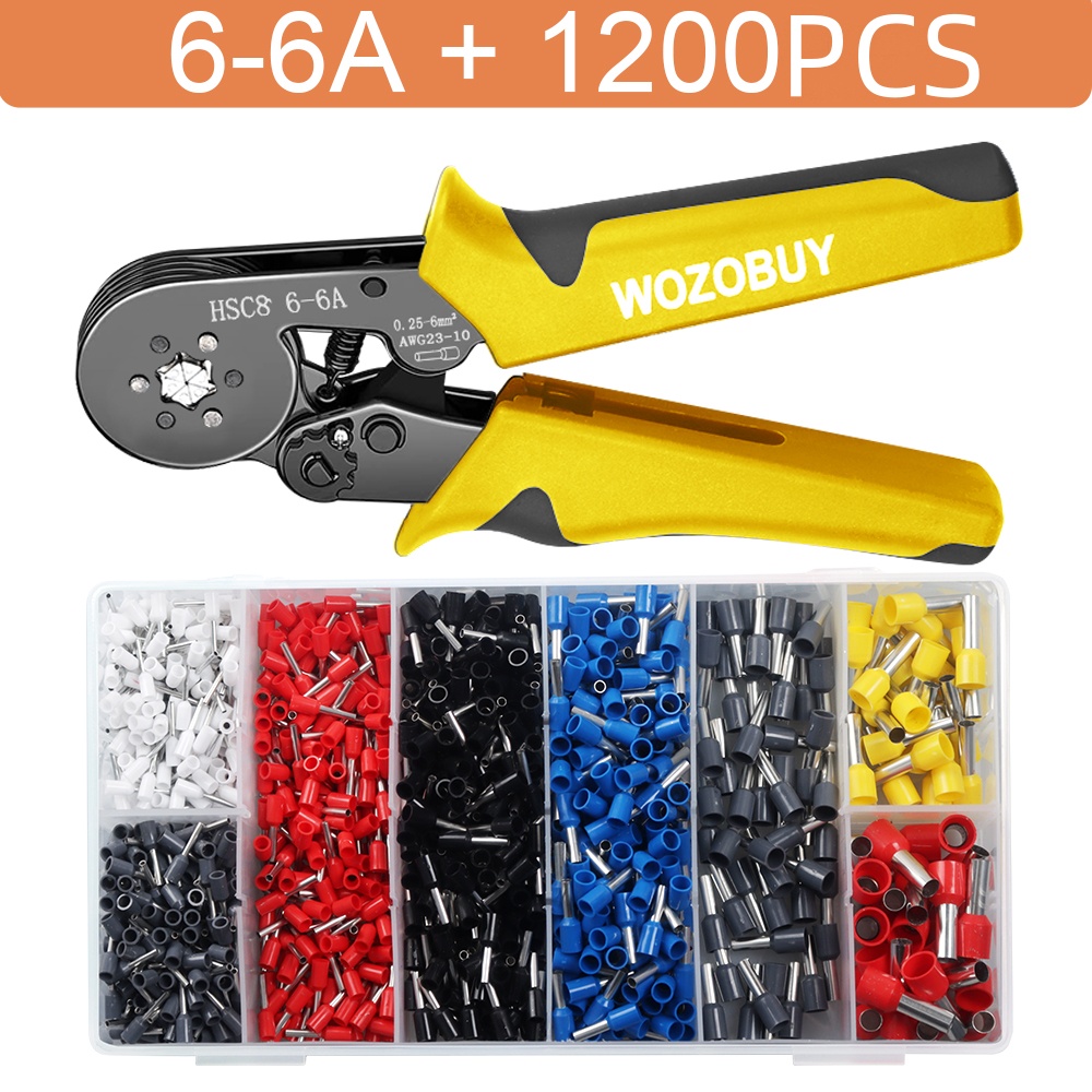 TK Kit De Herramientas De Crimpado WOZOBUY Con Pinzas De Crimpado HSC8 6-6A/6-4A Y Terminales Tubulares 0.25-10 Mm² Para Electrónica