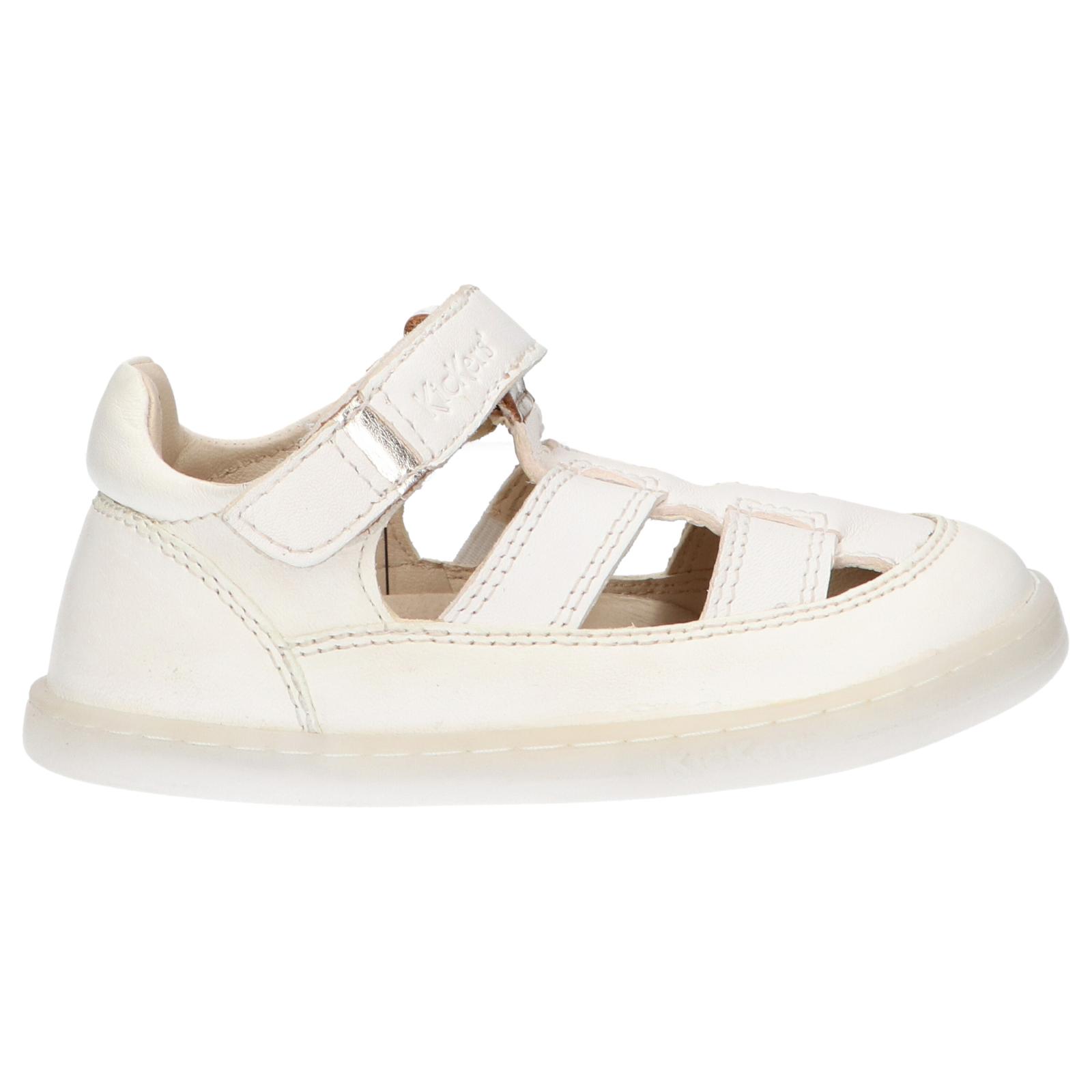 Kickers girl and boy sandals 894821 -10 tractus cuir 32 blanc metallise