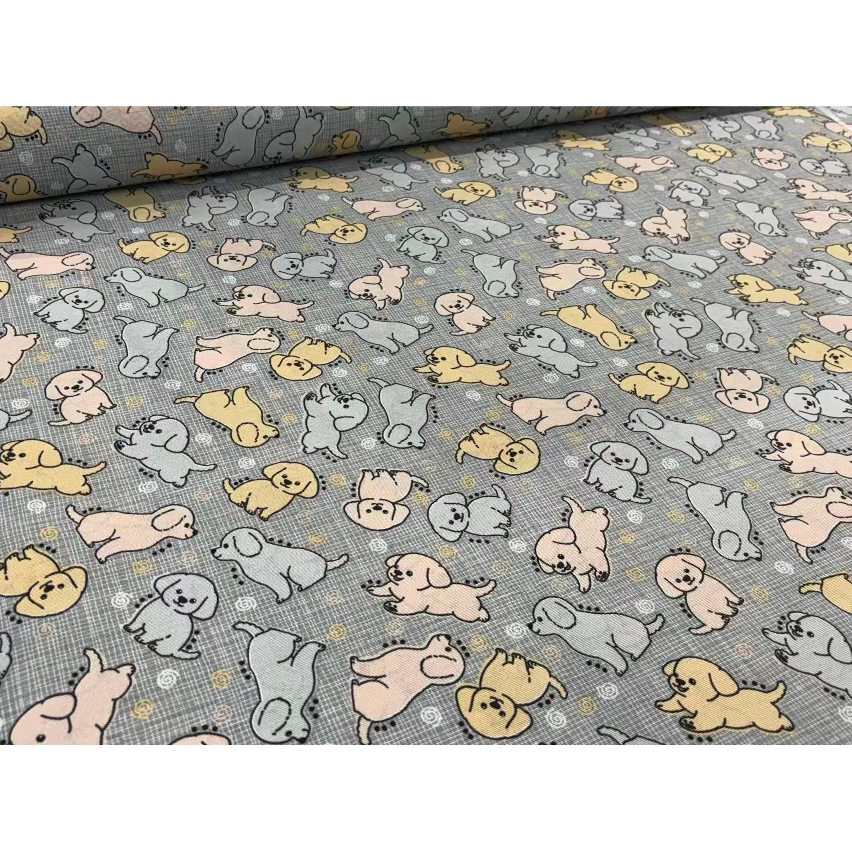Tela Loneta Estampada de Perritos – Mezcla de Algodón y Poliéster, 280 cm de Ancho