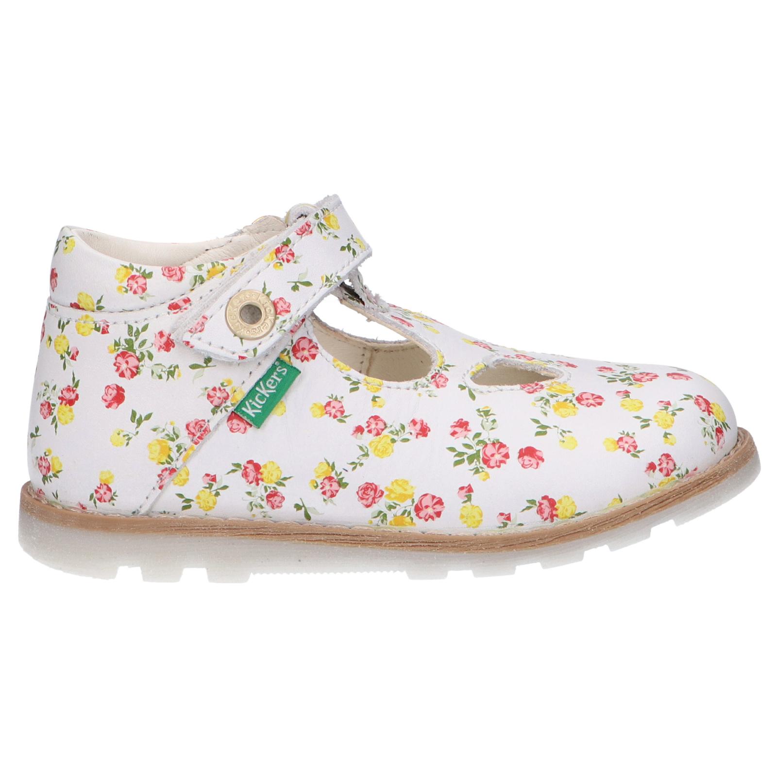 Kickers girl's shoes 785067 -10 nonocchi 32 blanc multico fleuri