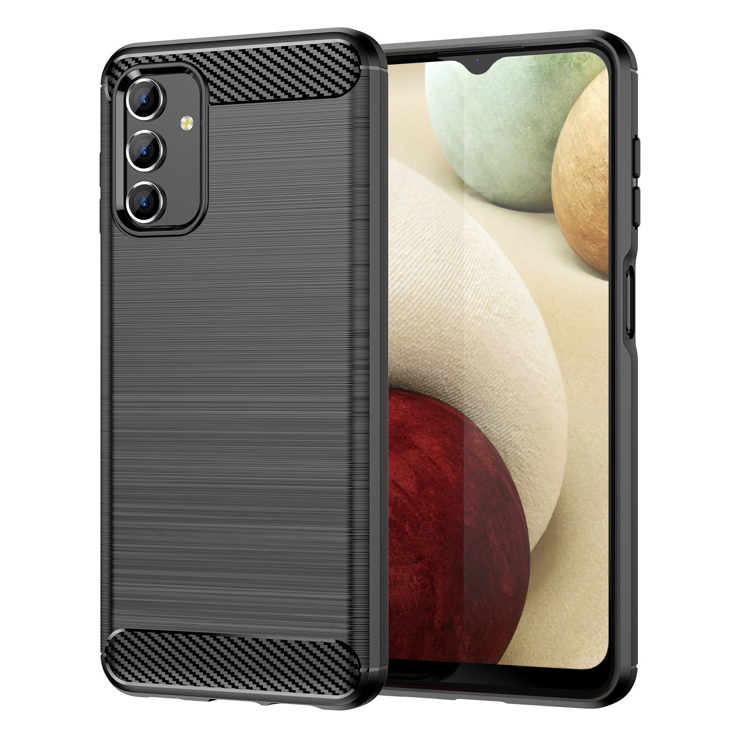 Funda para móvil Samsung Galaxy A13 5G Carcasa Protectora Antigolpes Silicona Negra Diseño Fibra de Carbono Resistente Absorción de Choque [Compatible Carga Inalámbrica]
