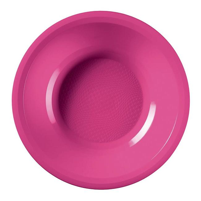 MONOUSO | Plato Duro Reutilizable PP Hondo Fucsia "Round" Ø19,5cm (600 Uds)