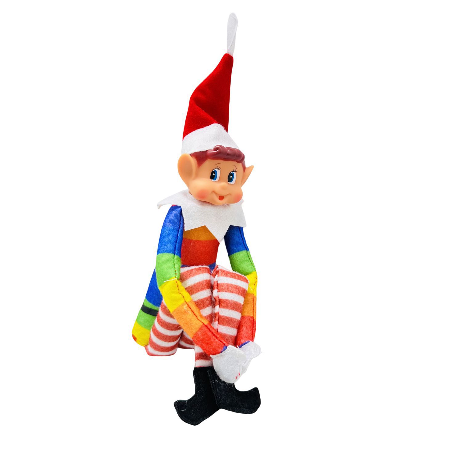 Elf Papá Noel Elfo de Vinilo Suave de Pierna Larga con Sombrero y Etiqueta