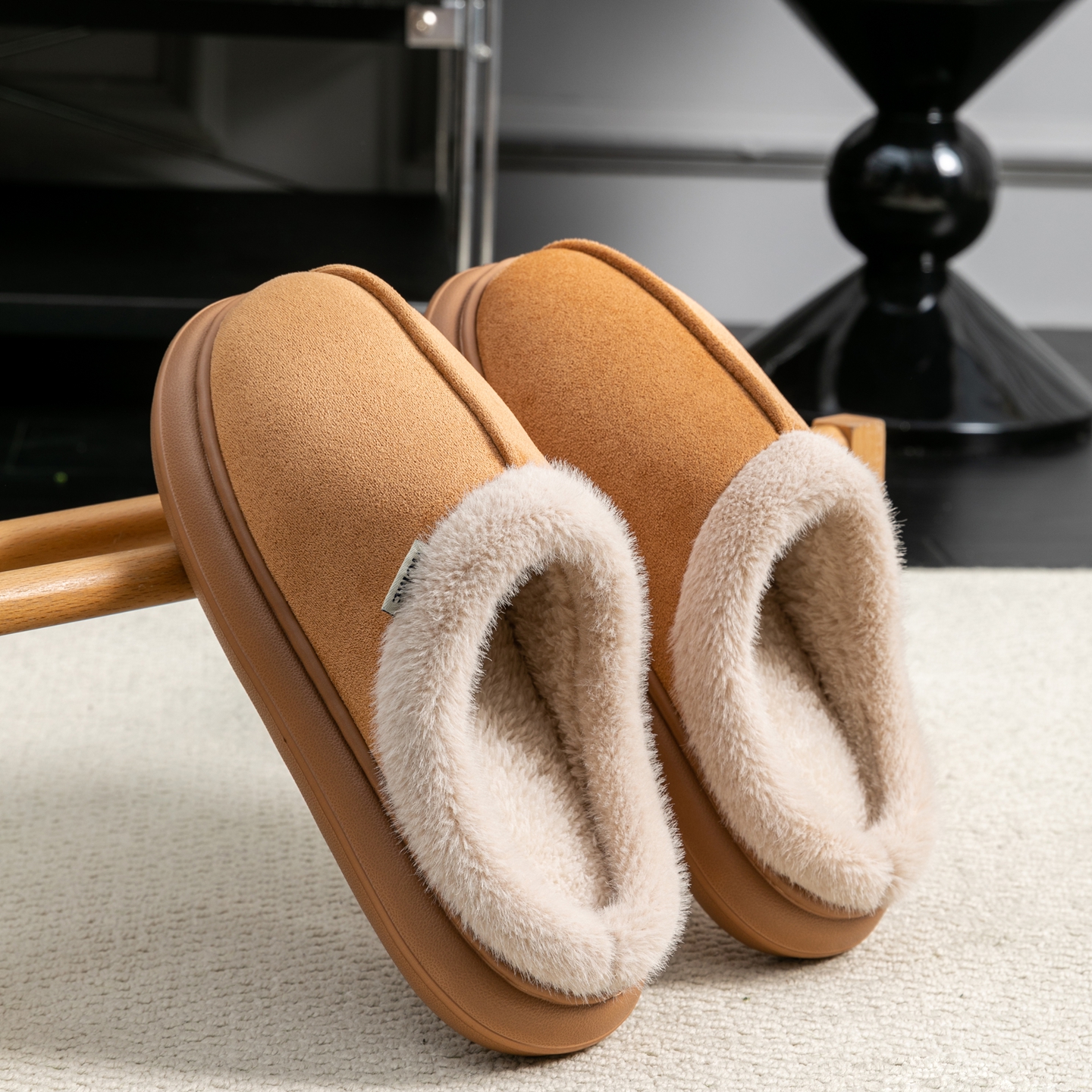 TK Zapatillas De Algodón Para Hombre Invierno Y Otoño Con Suela Antideslizante Y Resistente Al Desgaste Interior Cómodas Y Cálidas Con Forro De Peluche