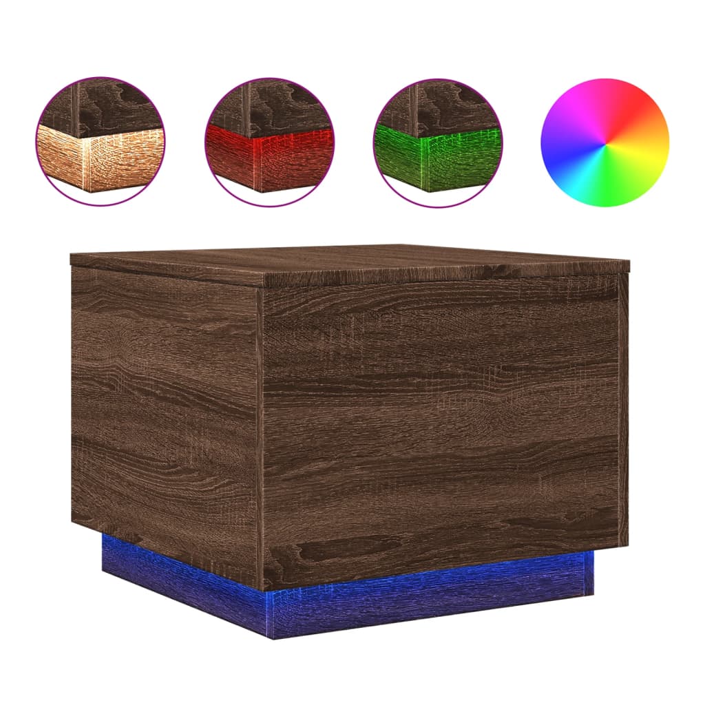 Vidaxl Mesa de Centro Blanca con Luces LED 50x50x40 Cm - Mueble Salón