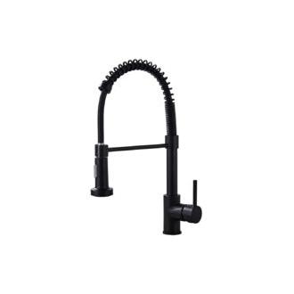 CA Grifo de cocina giratorio con mezclador de agua fría y caliente - Grifo de resorte con rociador extraíble, arco alto, manija única, diseño moderno, grifo para fregadero de cocina de acero inoxidable