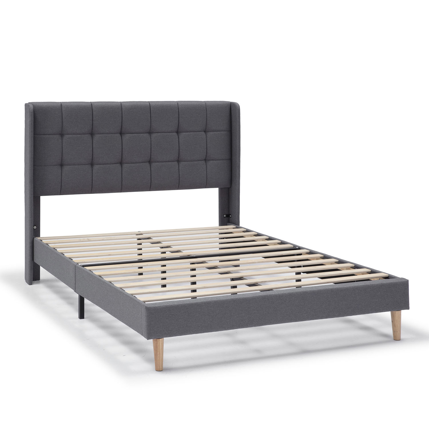 Estructura de Cama tapizada Esther de 30 cm, 90x190 cm, color Gris oscuro VS Venta-Stock