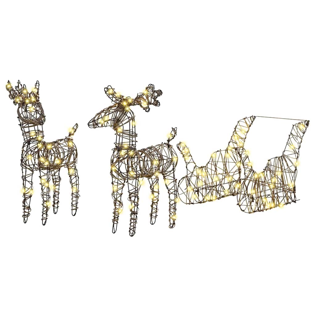 vidaXL Reno de Navidad 3D con trineo LOVIISA 3 uds.