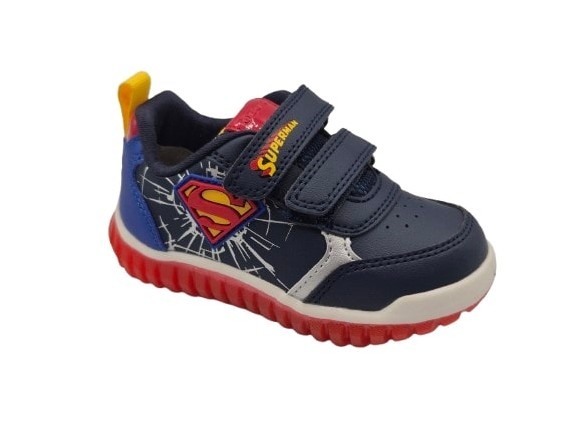 Geox - Zapatillas de luces Superman para niños, modelo B565ZB, zapatillas deportivas cómodas y resistentes en color azul, ideal para uso diario y ocio