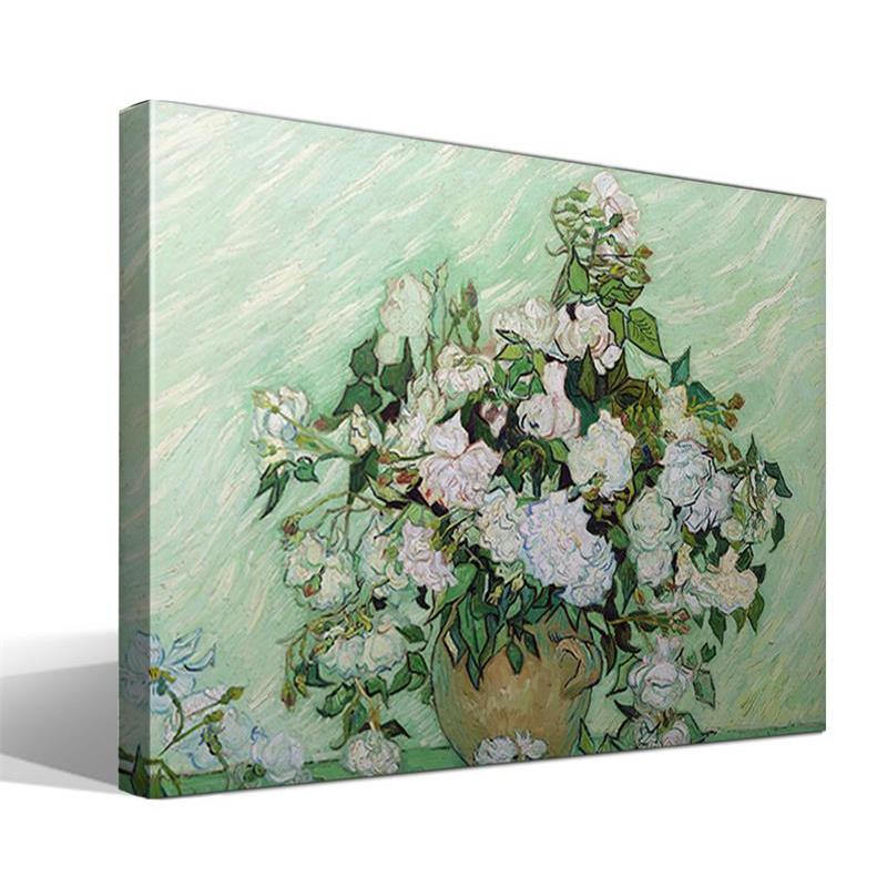 Cuadro Canvas Rosas Van Gogh - Alta Resolución - Lienzo Algodón 100% - Bastidor Madera Reforzado - Fabricado a Mano
