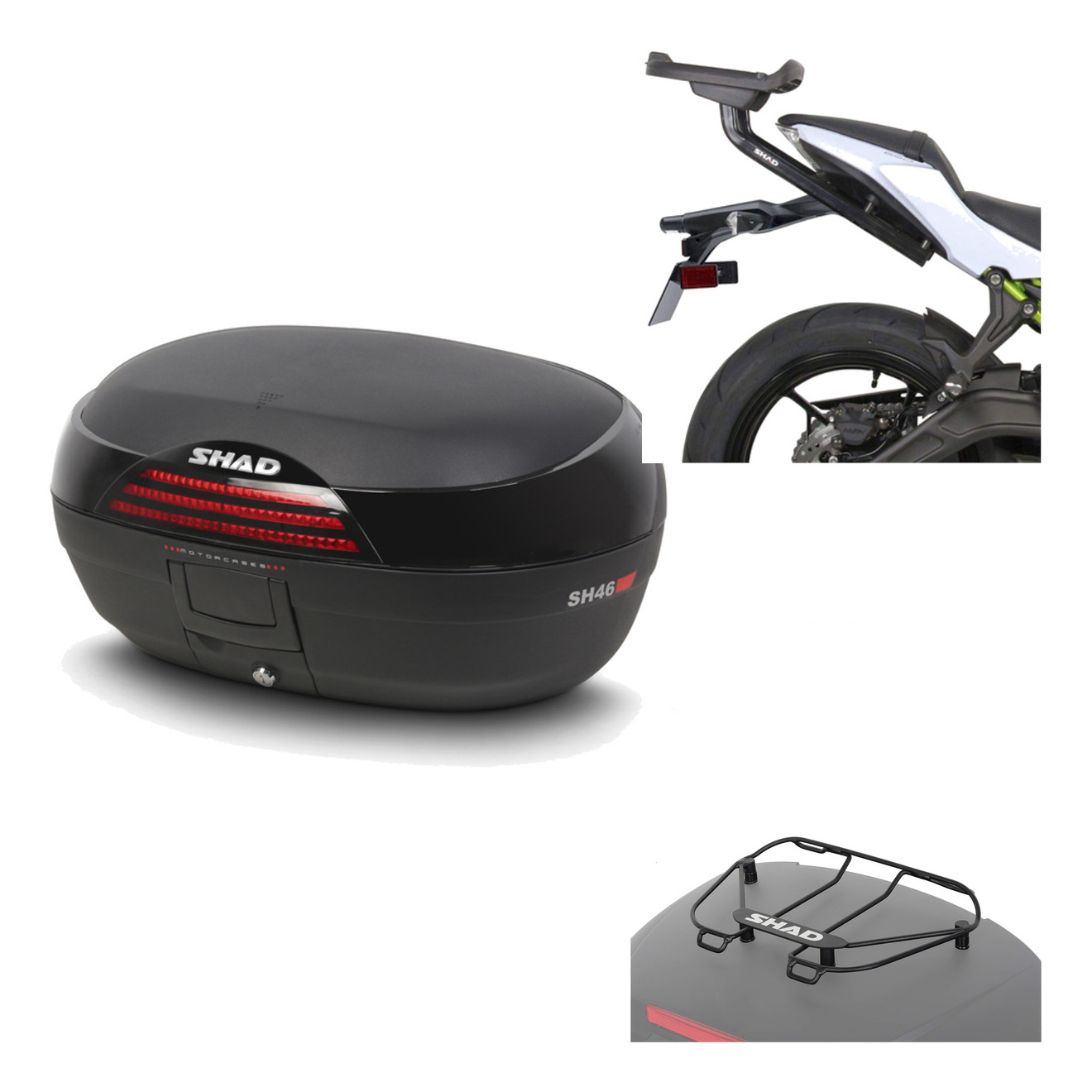 Baul Trasero + Herraje Montaje + Parrilla Portabultos Sh46 Sh 46 New Model KIT-183913