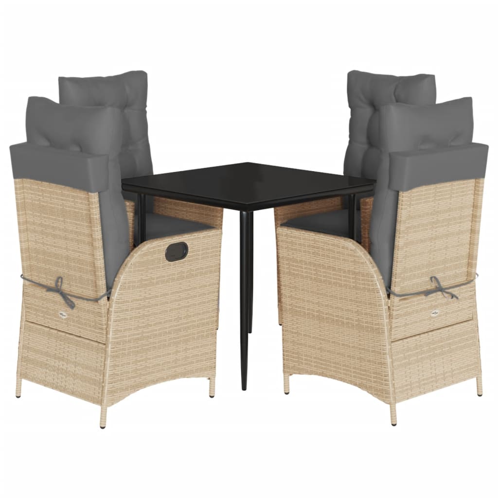 vidaXL Set comedor de jardín 5 pzas con cojines ratán sintético beige