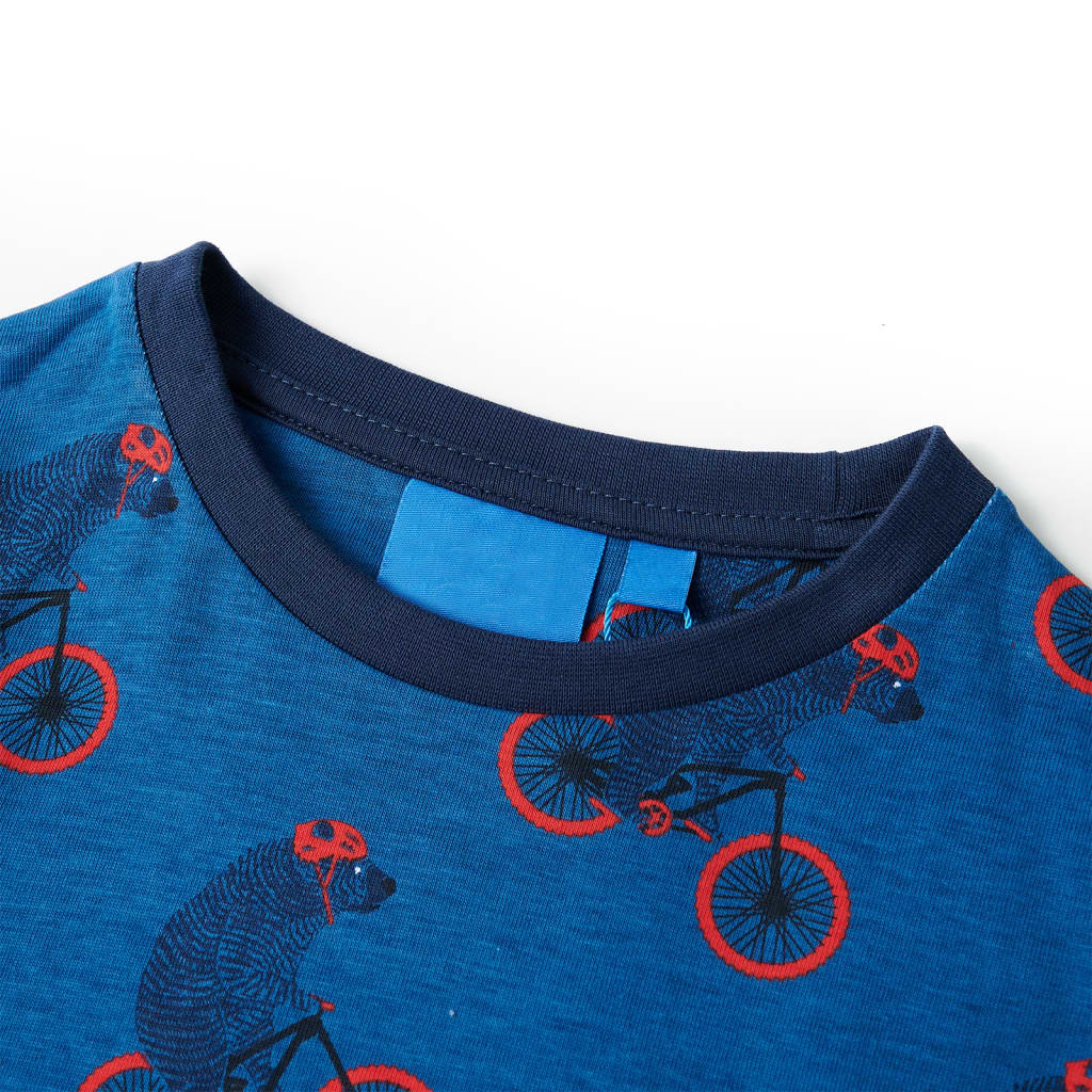 vidaXL Pijama de niños de manga larga estampado osos bicicletas petróleo 104