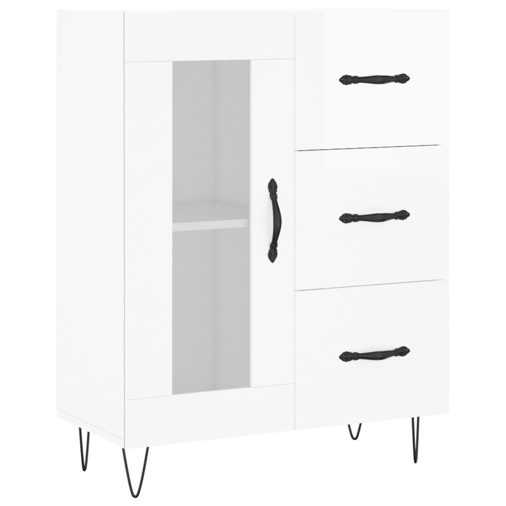 Vidaxl Aparador de Madera Contrachapada 69,5x34x90 Cm - Blanco Brillante