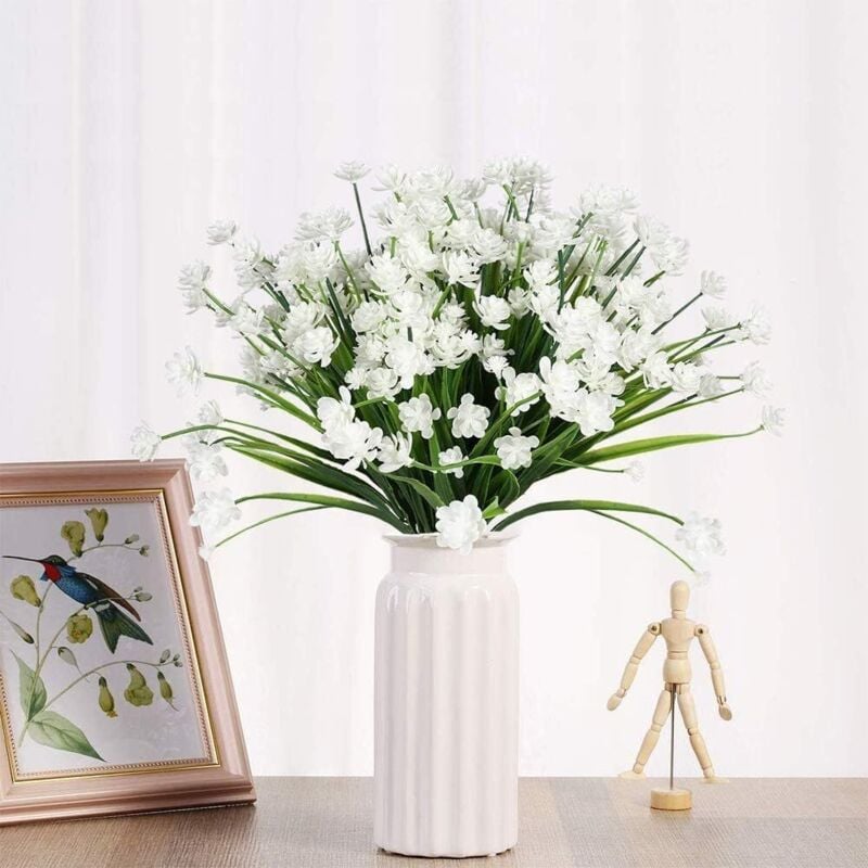 CA piezas de plantas artificiales de aliento de bebé para decorar macetas de boda (blancas)