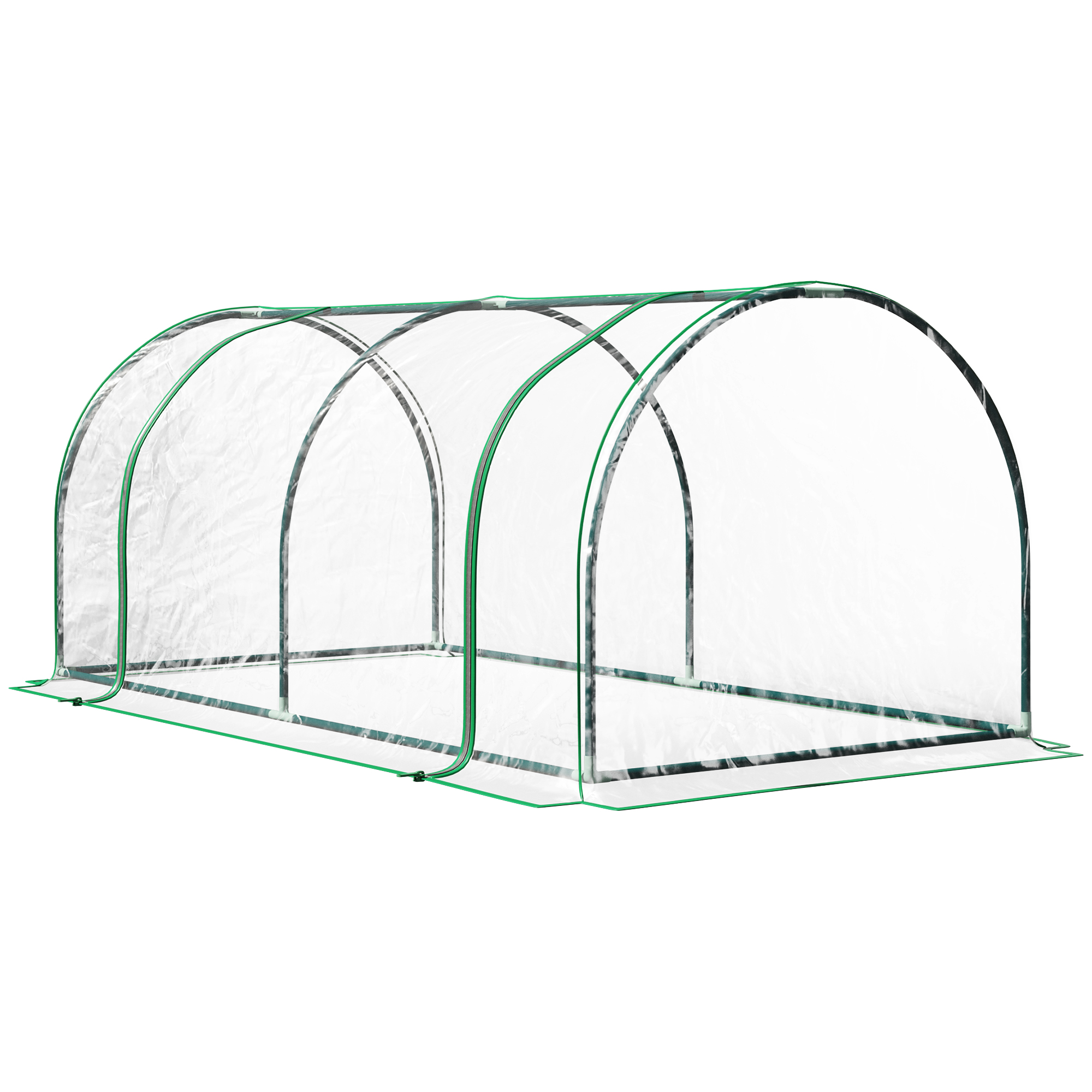 Outsunny Invernadero Caseta para Jardín Terraza Cultivo de Plantas Semilla Vivero Casero Tipo Túnel con Marco de Acero y Cubierta PVC Transparente