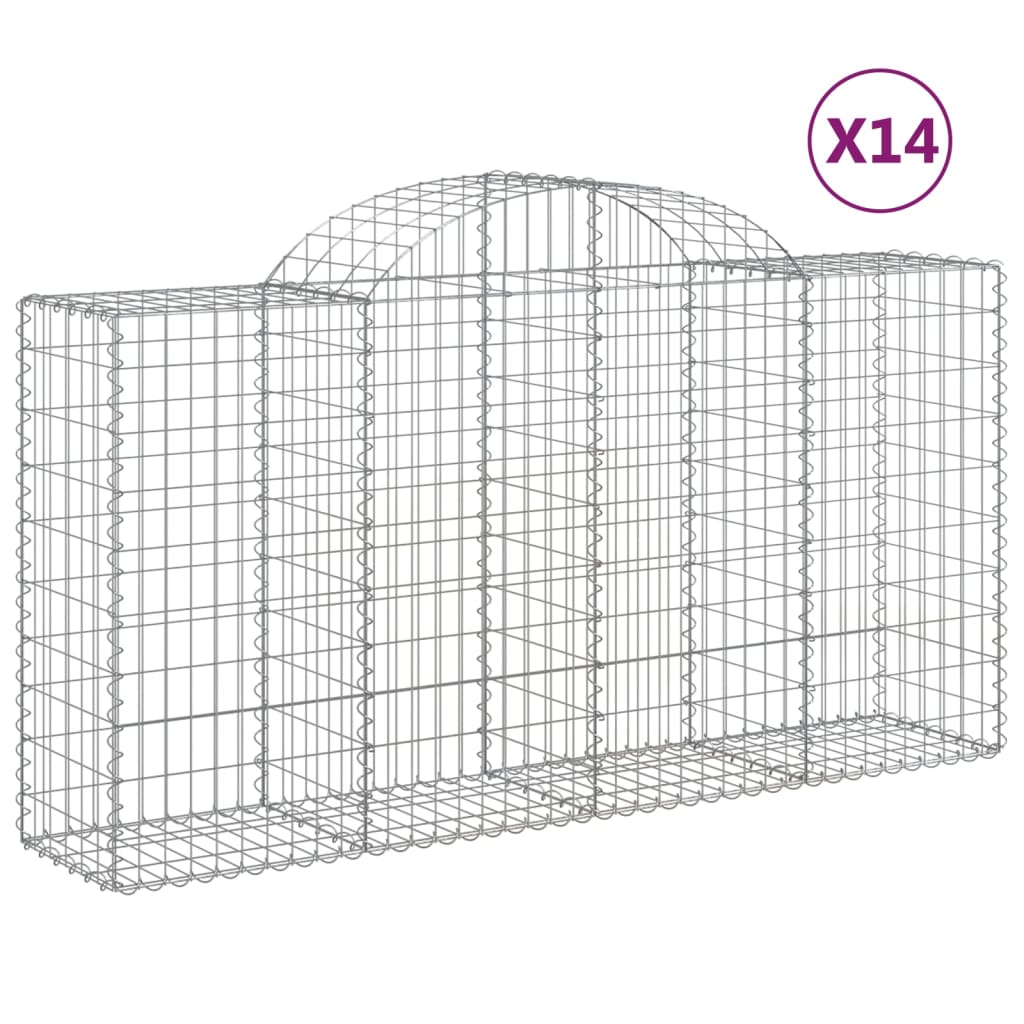 vidaXL Cestas gaviones 14 uds forma de arco hierro Dimensiones 200 x 30 x 40/60 cm, 200 x 30 x 60/80 cm, 200 x 30 x 80/100 cm y mas