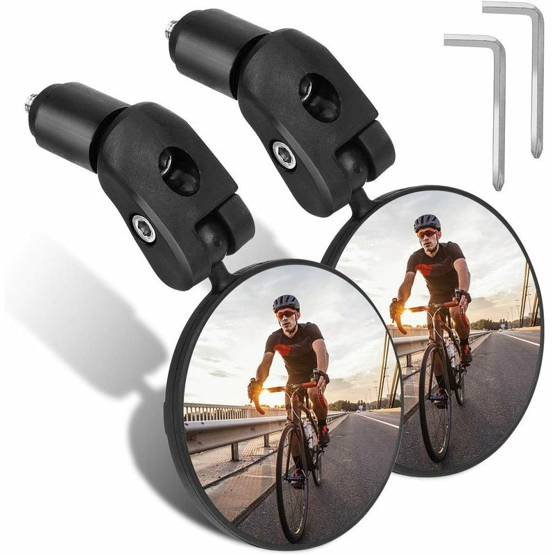 CA Espejos retrovisores para manillar de bicicleta, gran angular HD, convexos y rotación ajustable de 360 grados.