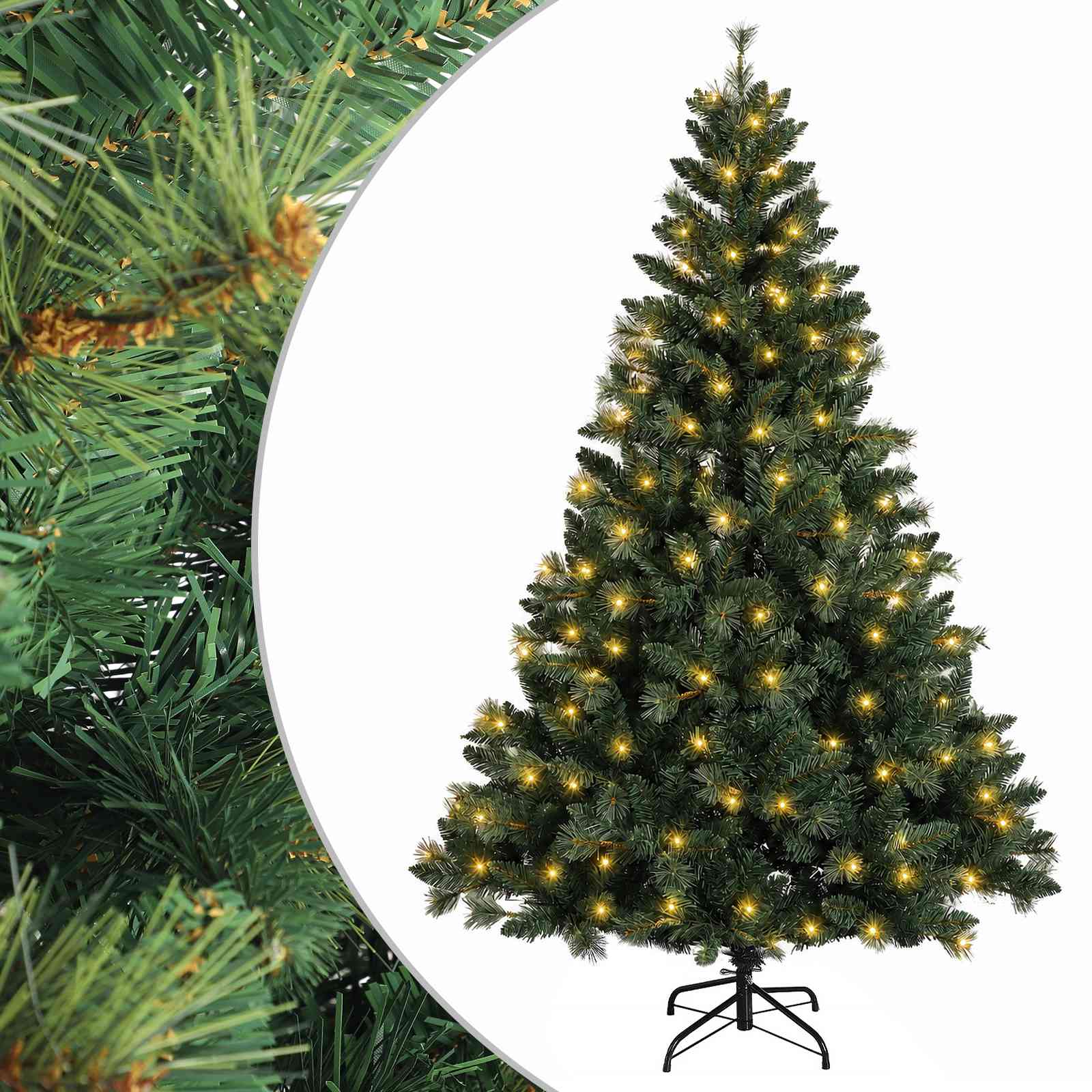 vidaXL Árbol de Navidad artificial con ramas articuladas 180 cm Verde / Verde y Blanco