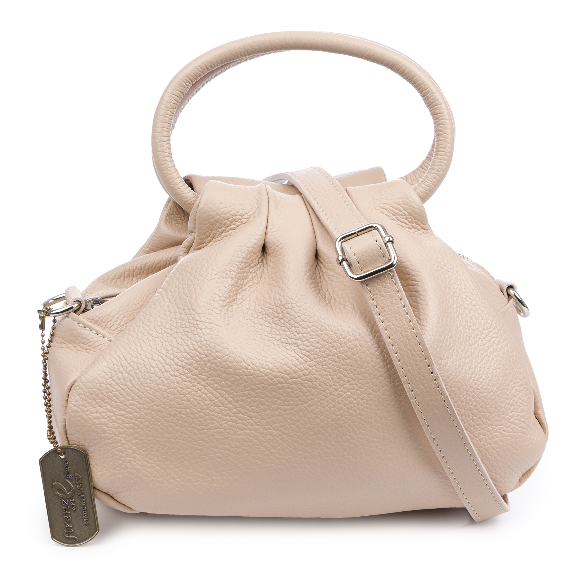 FIRENZE ARTEGIANI Belsito Bolso de mano Mujer. Piel auténtica Dollaro Fabricado en Italia 26x14x18 Cm.